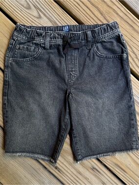 Gap Kids Boys Pull-On Denim Shorts Washed Black Raw Hem XXL 14-16 NWOT